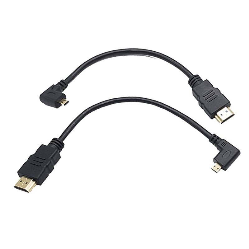 Seadream Angled Micro HDMI to HDMI Cable 8inch 90 Degree Angle Micro HDMI Male to HDMI Male Cable Connector (2pcs:1pcs Left +1pcs Right) - Image 1